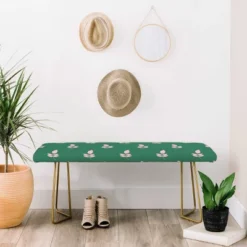 Maritza Lisa Retro Pink Leaf Pattern Bench Green - Deny Designs -Furniture Specialty Store GUEST 956e2271 bd9a 4520 9df3 a2aa43ba6e09