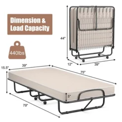 Costway Folding Bed With Memory Foam Mattress Portable Rollaway Guest Cot Memory Foam Beige Made In Italy -Furniture Specialty Store GUEST 95be6f41 db9e 4c3c 82e3 32fb4440c28c