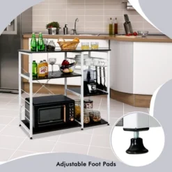 Costway Industrial Kitchen Baker's Rack Microwave Stand Utility Home Shelf W/ 6 Hooks -Furniture Specialty Store GUEST 95d0903e ceb1 4537 a1e1 6dc36153b364