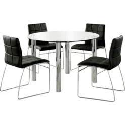 Aneston Glass Top Chrome Leg Round Dining Table Chrome - HOMES: Inside + Out