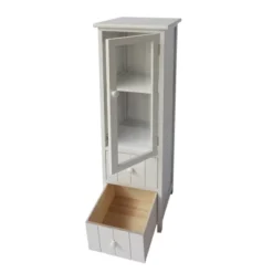 35.58" 2 Drawer Wooden Storage Cabinet With Glass Door And Round Knobs White - The Urban Port -Furniture Specialty Store GUEST 9646d7b8 b618 4c02 8ba1 1054acbc30be