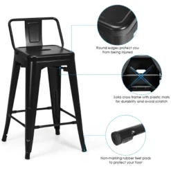 Tangkula Set Of 4 Metal Bar Stools 24" Industrial Chair Low Back Black -Furniture Specialty Store GUEST 96846151 5804 46f8 b715 a94e2f75dbc4