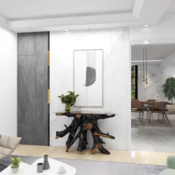 Contemporary Teak Wood Console Table Gold - Olivia & May -Furniture Specialty Store GUEST 971d451a 9f39 4981 b85d 8308d65d4e57