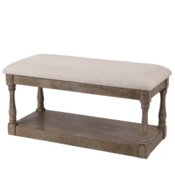 LuxenHome Upholstered Beige Linen Entryway And Bedroom Bench. -Furniture Specialty Store GUEST 974127cd f3f3 49b4 bf29 308c9a3b9381