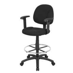 Drafting Stool With Footring And Adjustable Arms - Boss Office Products