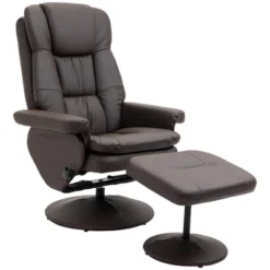 HOMCOM Recliner And Ottoman With Wrapped Base, Swivel PU Leather Reclining Chair With Footrest For Living Room, Bedroom And Office -Furniture Specialty Store GUEST 98221184 700b 464b 85ae c3f5099e772a