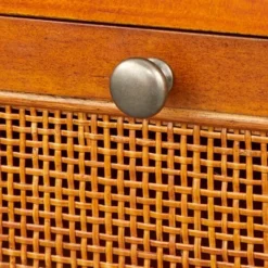 Allen Desk With Faux Rattan Front Accents Walnut - Angelo:HOME -Furniture Specialty Store GUEST 98e3ab24 11a3 4bf1 84ee 04adca500d2b