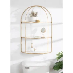 21" X 32" Freade Tiered Decorative Wall Shelf White/Gold - Kate & Laurel All Things Decor -Furniture Specialty Store GUEST 990d250a 8797 4bee 85ff 00dcf762c870