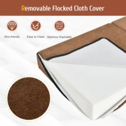 Costway Tri-Fold Fold Down Chair Flip Out Lounger Convertible Sleeper Bed Couch Dorm Brown -Furniture Specialty Store GUEST 9b2e4edb 1654 4cd8 8591 c2e6232e2468