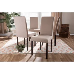 Set Of 4 Andrew Contemporary Espresso Wood Finish Fabric Dining Chairs Beige - Baxton Studio -Furniture Specialty Store GUEST 9b6028db 0ea8 4532 929c 88f250ae16a5