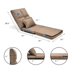 Costway Fold Down Chair Flip Out Lounger Convertible Sleeper Couch Futon Bed W/ Pillow -Furniture Specialty Store GUEST 9c7eee78 d6db 4bfb b806 774e05b76879