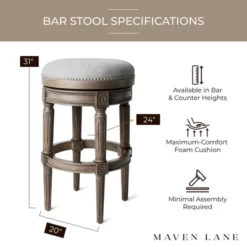 Maven Lane Pullman Wooden Kitchen Bar Height Stool With 360 Degrees Swivel -Furniture Specialty Store GUEST 9cbf7326 66fc 46de a289 6e0d486b1f3b