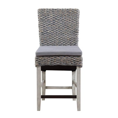 Set Of 2 Melvin Coastal Seagrass Dining Counter Height Barstools With Cushion Gray - Treasure Trove Accents 3 Set Of 2 Melvin Coastal Seagrass Dining Counter Height Barstools With Cushion Gray - Treasure Trove Accents