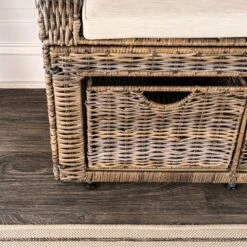 Happimess Palermo 34.50" 2 Drawer Wicker Storage Bench, Gray -Furniture Specialty Store GUEST 9d596b9f 2ff5 4966 a892 fbba14123b5c