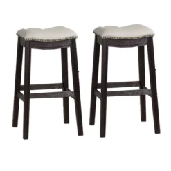 Set Of 2 29" Wooden Counter Height Barstools With Upholstered Cushion Seat - Benzara -Furniture Specialty Store GUEST 9d64a5c0 1473 43f5 b874 262f9b2877e2