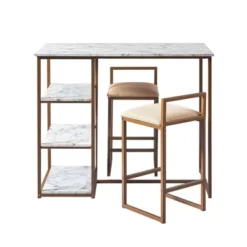 Marmo Breakfast Table Dining Set With Faux Marble Top Brass - Teamson Home -Furniture Specialty Store GUEST 9da05b1e f342 46de ae61 6950b684b960