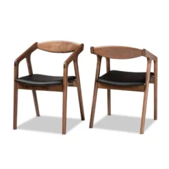 2pc Harland Faux Leather Upholstered And Wood Dining Chair Set - Baxton Studio -Furniture Specialty Store GUEST 9e418e24 6eb8 41d1 a000 30c9340173f6