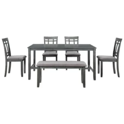 6-Piece Farmhouse Rustic Wooden Dining Table Set With 4 Chairs And Bench, Antique Gray - ModernLuxe 15 6-Piece Farmhouse Rustic Wooden Dining Table Set With 4 Chairs And Bench, Antique Gray - ModernLuxe -Furniture Specialty Store GUEST 9e45f566 f2bc 494a 90f0 42f0bfe76aab