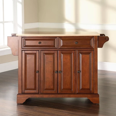 Lafayette Wood Top Full Size Kitchen Island/Cart Cherry/Natural - Crosley 3 Lafayette Wood Top Full Size Kitchen Island/Cart Cherry/Natural - Crosley