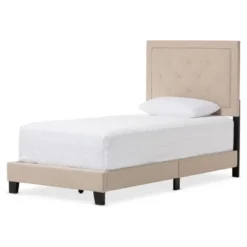 Paris Modern And Contemporary Linen Upholstered Tufting Platform Bed - Twin - Baxton Studio -Furniture Specialty Store GUEST 9e79a53d c7c7 413b b792 e63ae697449c