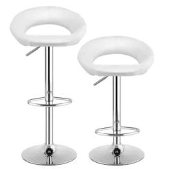 Costway Set Of 2 Bar Stools Adjustable PU Leather Barstools Swivel Pub Chairs White -Furniture Specialty Store GUEST 9ead20f5 9121 4fbd 839f f90fb2044f13