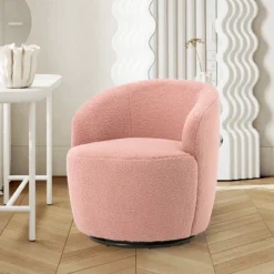 360° Swivel 25.60'' Wide Soft Touch Modern Teddy Tiny Upholstered Barrel Varity Chairs -The Pop Maison -Furniture Specialty Store GUEST 9ebdd808 5e82 42f5 926c 037c6b3ed0a5