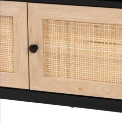 Declan Wood And Natural Rattan 3 Door TV Stand Espresso Brown/Black - Baxton Studio -Furniture Specialty Store GUEST 9edb490e 01c2 46e8 97bc 82cf7fee5602