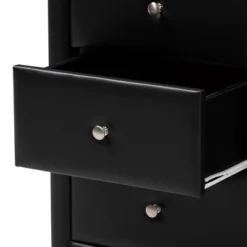 Tessa Faux Leather Upholstered 3 Drawer Nightstand Black - Baxton Studio -Furniture Specialty Store GUEST 9f46601e 819f 478a a594 00251b269c59
