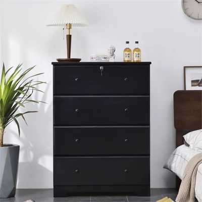 Better Home Products Isabela Solid Pine Wood 4 Drawer Chest Dresser In Black 3 Better Home Products Isabela Solid Pine Wood 4 Drawer Chest Dresser In Black