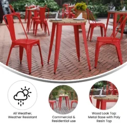 Flash Furniture Declan Commercial Grade Indoor/Outdoor Dining Table, 23.75" Round All Weather Poly Resin Top With Steel Base -Furniture Specialty Store GUEST a088b3bd ead7 4977 8423 4a4e30c3aabd