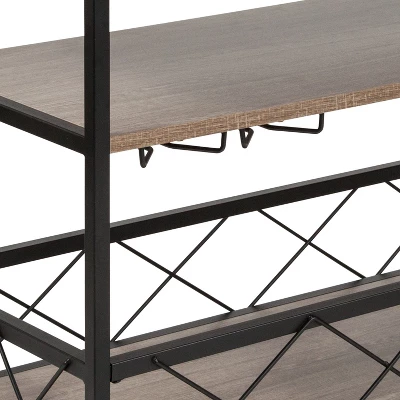 Flash Furniture Buckhead Distressed Light Oak Wood And Iron Kitchen Serving And Bar Cart With Wine Glass Holders 6 Flash Furniture Buckhead Distressed Light Oak Wood And Iron Kitchen Serving And Bar Cart With Wine Glass Holders - Image 4