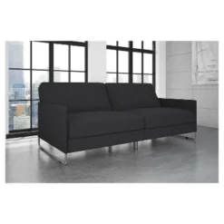 Prescott Convertible Futon Gray Linen - Room & Joy -Furniture Specialty Store GUEST a0dee28f ed2a 4503 b29d 90c008863af0