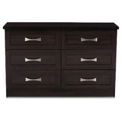 Colburn Modern And Contemporary 6 Drawer Wood Storage Dresser Dark Brown Finish - Baxton Studio