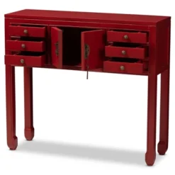 Melodie 6 Drawer Console Table Red - Baxton Studio -Furniture Specialty Store GUEST a15e09dd 598d 4223 9ee7 14e3a2a58cd4