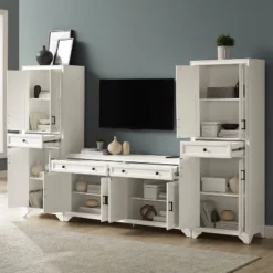 3pc Tara Entertainment Set With Closed Storage Distressed White - Crosley -Furniture Specialty Store GUEST a1e8bb60 3fc2 40f1 bccf 0e94a12c872b