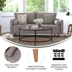 Flash Furniture Hudson Mid-Century Modern Sofa With Tufted Upholstery & Solid Wood Legs -Furniture Specialty Store GUEST a2186e0b b198 4b05 b986 05a30cc2a586