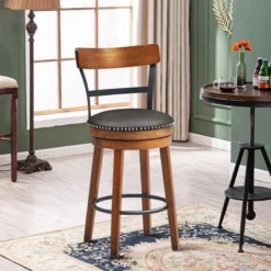 Costway Set Of 2/4 BarStool 25.5'' Swivel Counter Height Dining Chair With Rubber Wood Legs -Furniture Specialty Store GUEST a2551f82 3640 4b46 ae52 38837a0d47c0