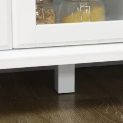 HOMCOM Kitchen Sideboard, Buffet Cabinet With 5 Storage Drawers And Double Glass Door Cupboard For Living Room, White -Furniture Specialty Store GUEST a2c6ad2d ae09 459f 8ee9 14af673c863e