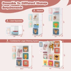 Costway 12-Cube Kids Wardrobe Baby Dresser Bedroom Armoire Clothes Hanging Closet With Door -Furniture Specialty Store GUEST a525bb53 9bd0 475d 9f2b 42395d9c600c