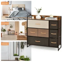 Costway 7-Drawer Dresser Storage 3-Tier Organizer Tower Steel Frame Wooden Top -Furniture Specialty Store GUEST a52b0eb8 fbc5 4e7a 8345 7f2c6262b259