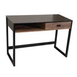 Oslo Contemporary Studio Workstation Desk With Drawer Black/Brown - Danya B. -Furniture Specialty Store GUEST a54a7608 2759 426e a23d 23d755b8ec93