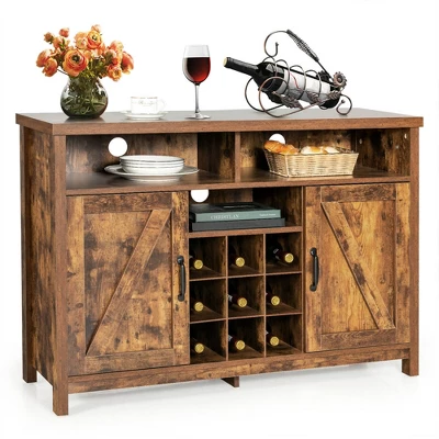 Costway Buffet Storage Cabinet Farmhouse Sideboard W/9-Bottle Wine Rack & 2 Doors 13 Costway Buffet Storage Cabinet Farmhouse Sideboard W/9-Bottle Wine Rack & 2 Doors - Image 11