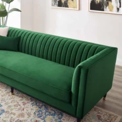 Devote Channel Tufted Performance Velvet Sofa Emerald - Modway -Furniture Specialty Store GUEST a5671ca5 b02b 4574 a786 d22f52f46dd6