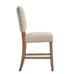 Set Of 2 24" Iverson Nailhead Trim Linen Counter Height Barstools - Inspire Q -Furniture Specialty Store GUEST a595c040 1415 4dbb 92c1 51606e90e398