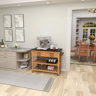 Coastal Wood Kitchen Cart Brown - Olivia & May 20 Coastal Wood Kitchen Cart Brown - Olivia & May - Image 18