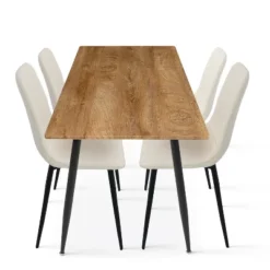 Charls+Bingo 5-Piece Metal Legs And 4 Upholstered Chairs Modern Rectangular Dining Table Furniture Set-The Pop Maison -Furniture Specialty Store GUEST a65bea4e 9eec 4897 b3cb 1803c1d25088