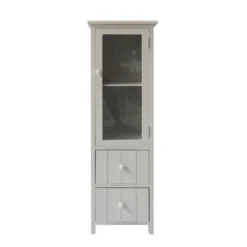 35.58" 2 Drawer Wooden Storage Cabinet With Glass Door And Round Knobs White - The Urban Port