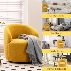 360° Swivel 25.60'' Wide Soft Touch Modern Teddy Tiny Upholstered Barrel Varity Chairs -The Pop Maison -Furniture Specialty Store GUEST a6b7f8c2 3e24 4118 9298 d532c2f5977f