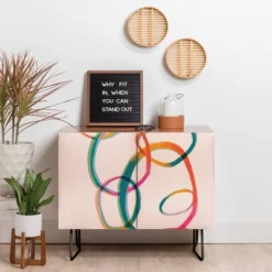 ThirtyOne Illustrations Love And Aberration Black Legged Credenza - Deny Designs