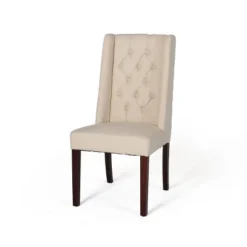 Set Of 2 Blount Wooden Dining Chairs With Fabric Cushions Beige/Natural Finish - Christopher Knight Home -Furniture Specialty Store GUEST a797d124 7038 413a 877d 48973887d66d